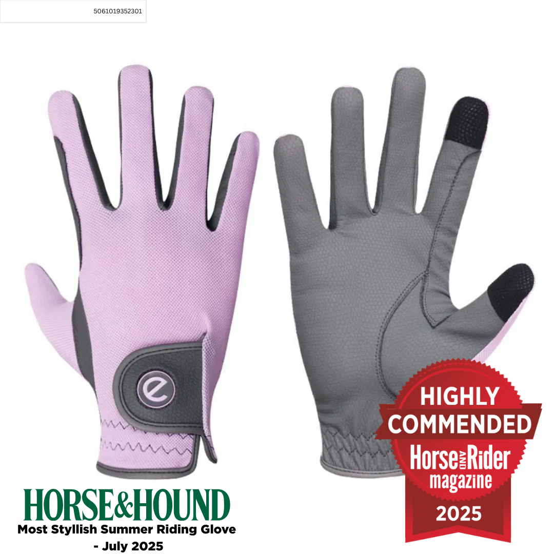 eQUEST GripPro X-LITE Lightweight Equestrian Gloves - Pastel Pink - Plain Cuff