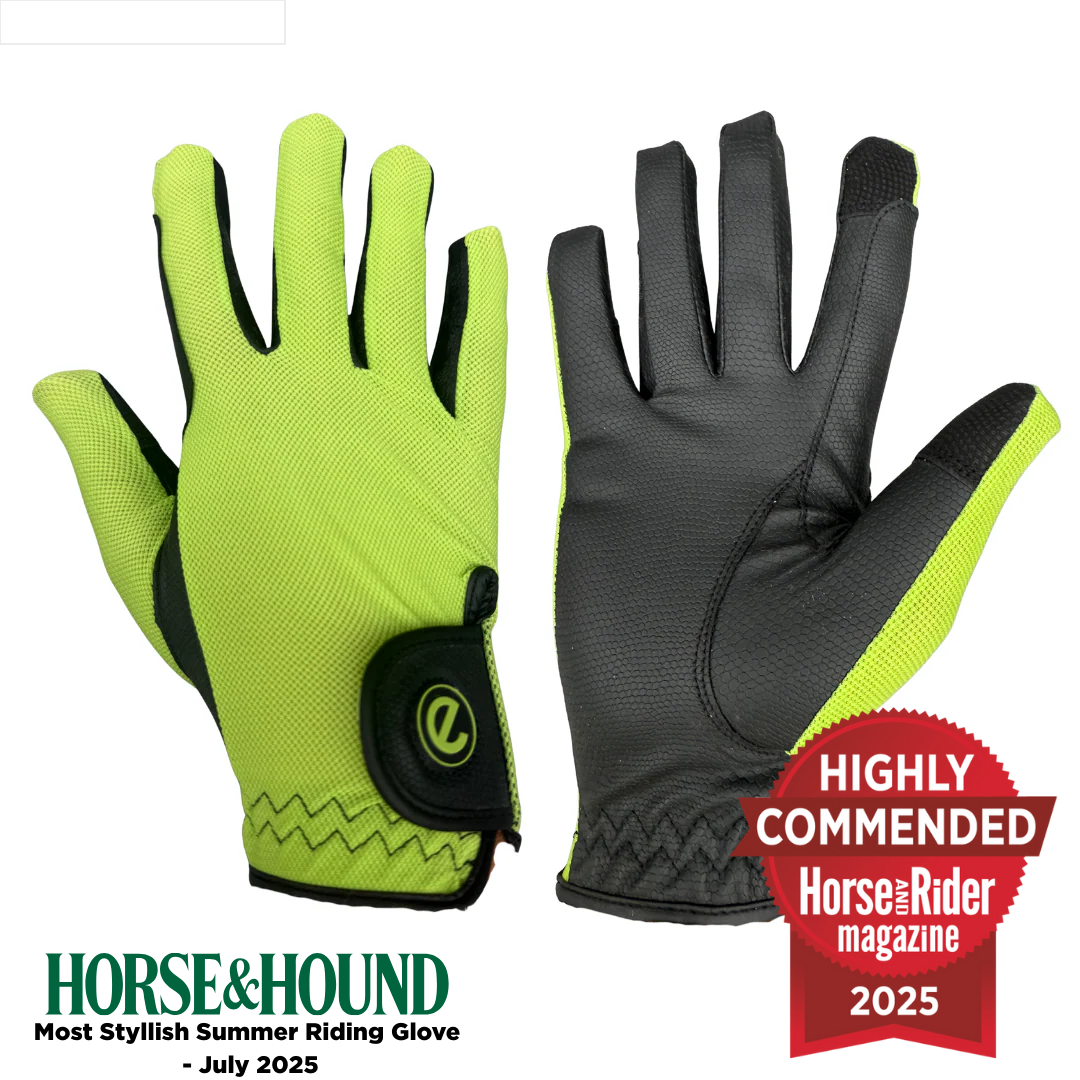 eQUEST GripPro X-LITE Lightweight Equestrian Gloves - Lime Green - Regular Cuff