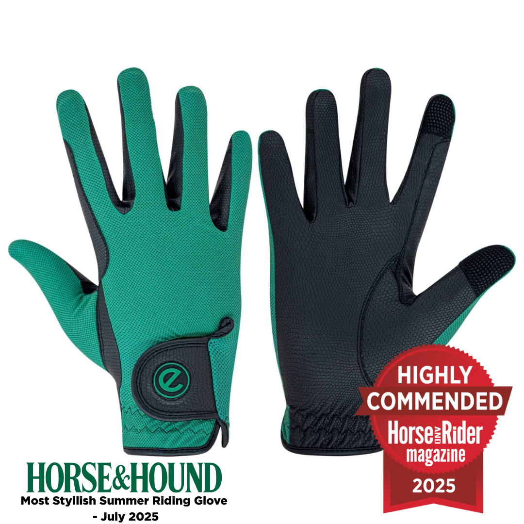 eQUEST GripPro X-LITE Lightweight Equestrian Gloves - Alpine Green - Plain Cuff