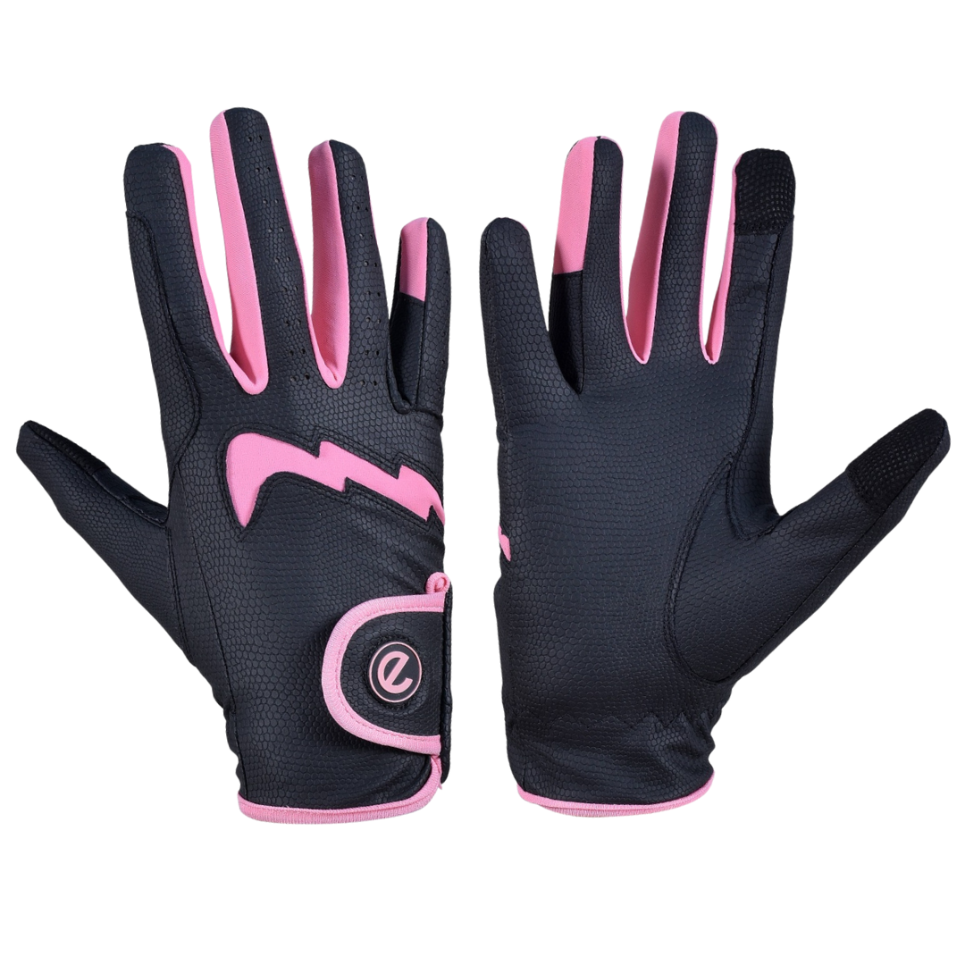 eQUEST GripPro LITE v3 Equestrian Gloves - Black / Blush Pink (NEW!)