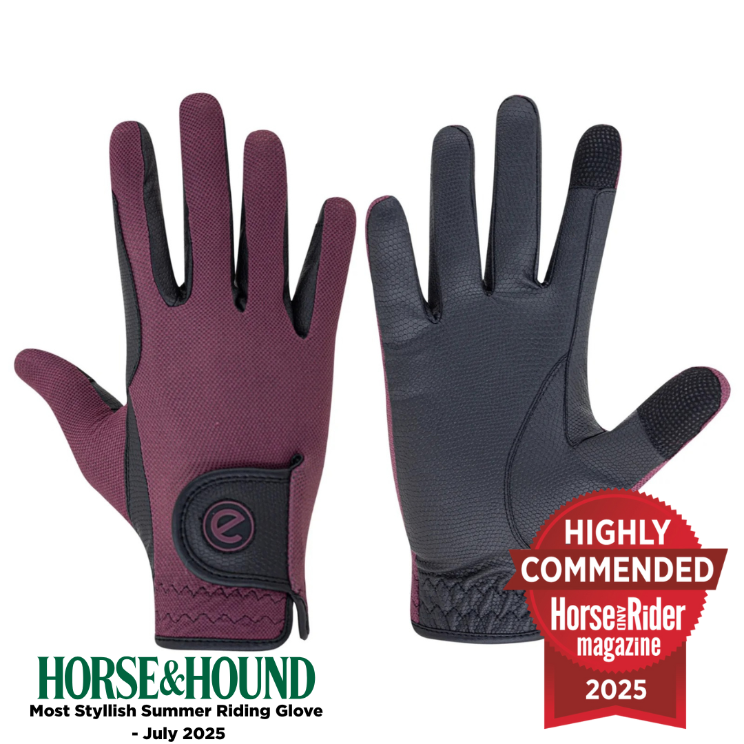 eQUEST GripPro X-LITE Lightweight Equestrian Gloves - Merlot - Plain Cuff