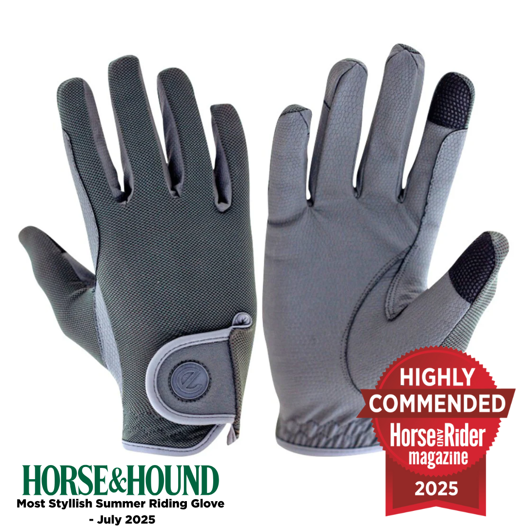 eQUEST GripPro X-LITE Lightweight Equestrian Gloves - Grey - Plain Cuff
