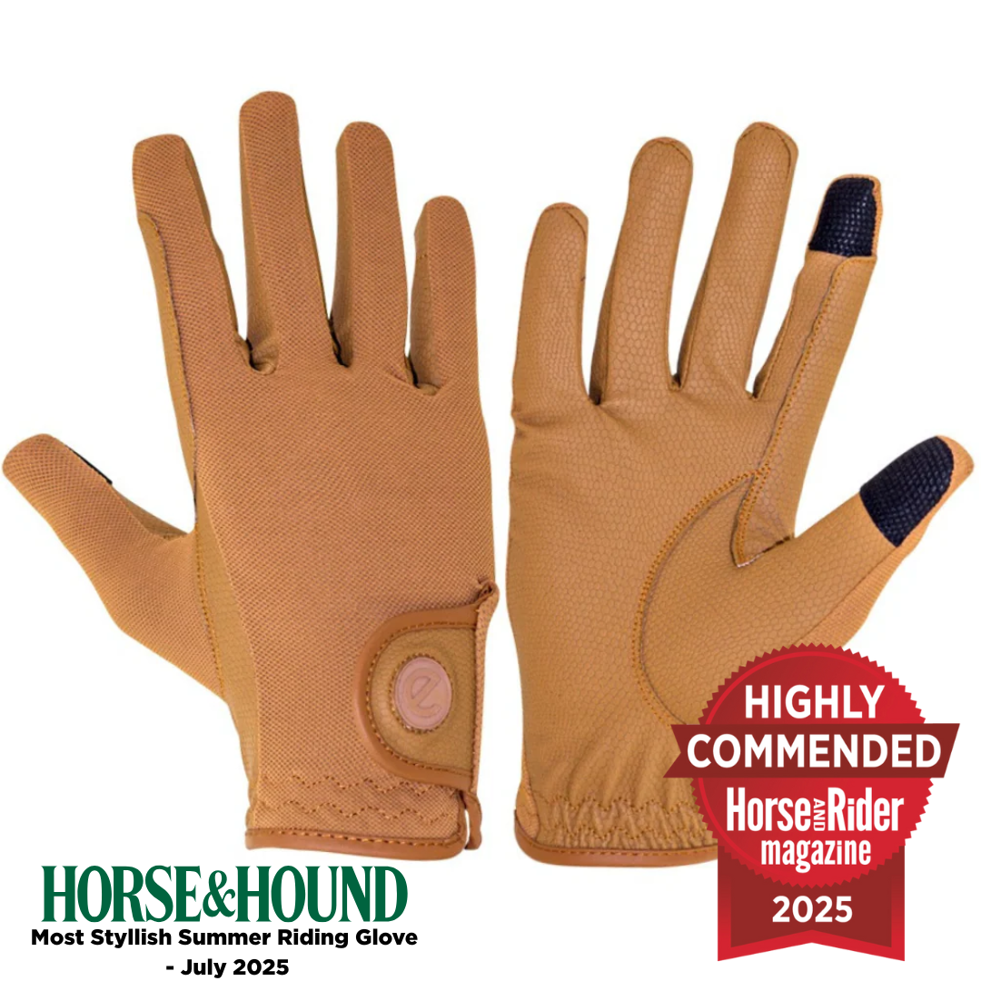 eQUEST GripPro X-LITE Lightweight Equestrian Gloves - Caramel - Plain Cuff