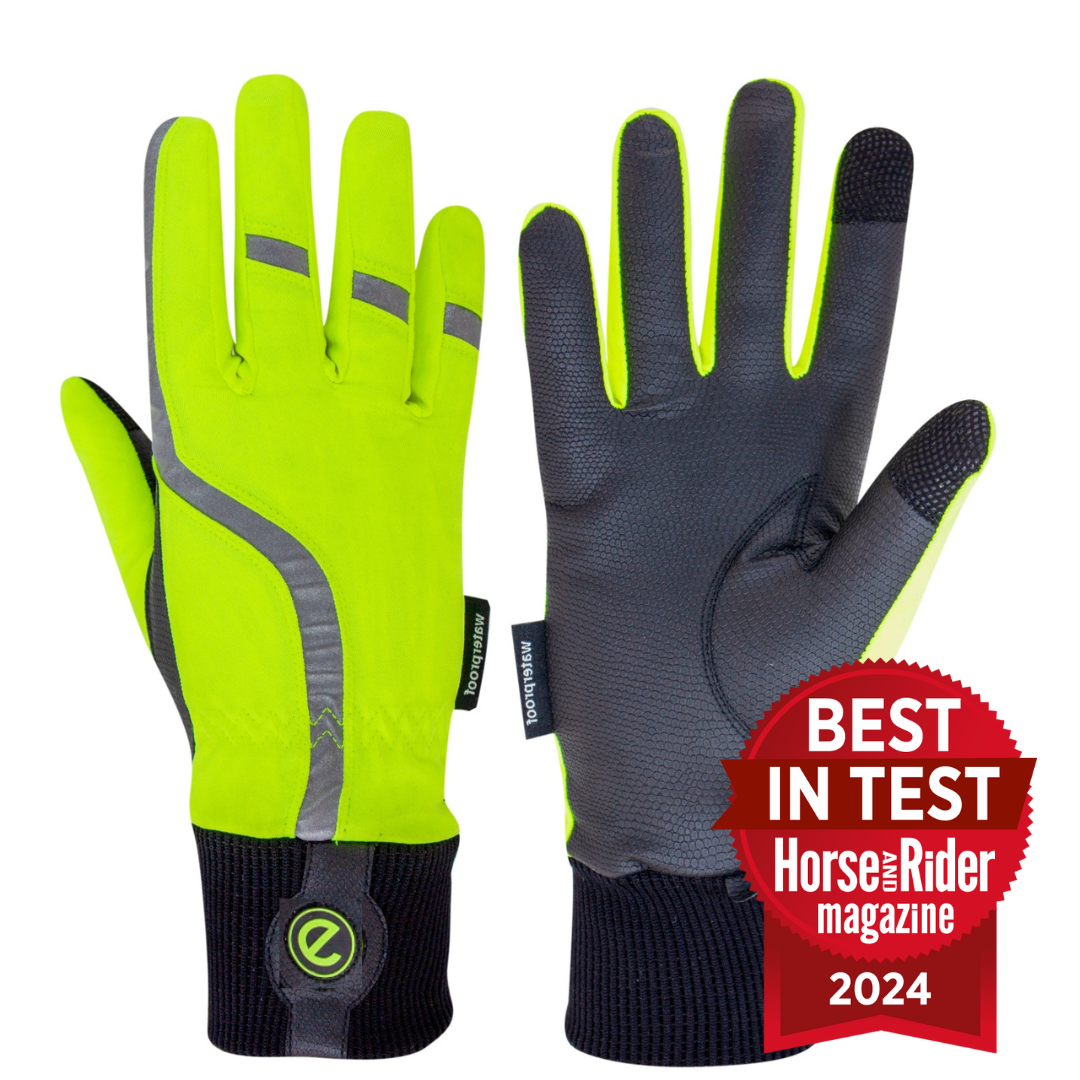 eQUEST Waterproof - Award Winning Waterproof Equestrian Riding & Yard Gloves - HiViz Reflective Yellow