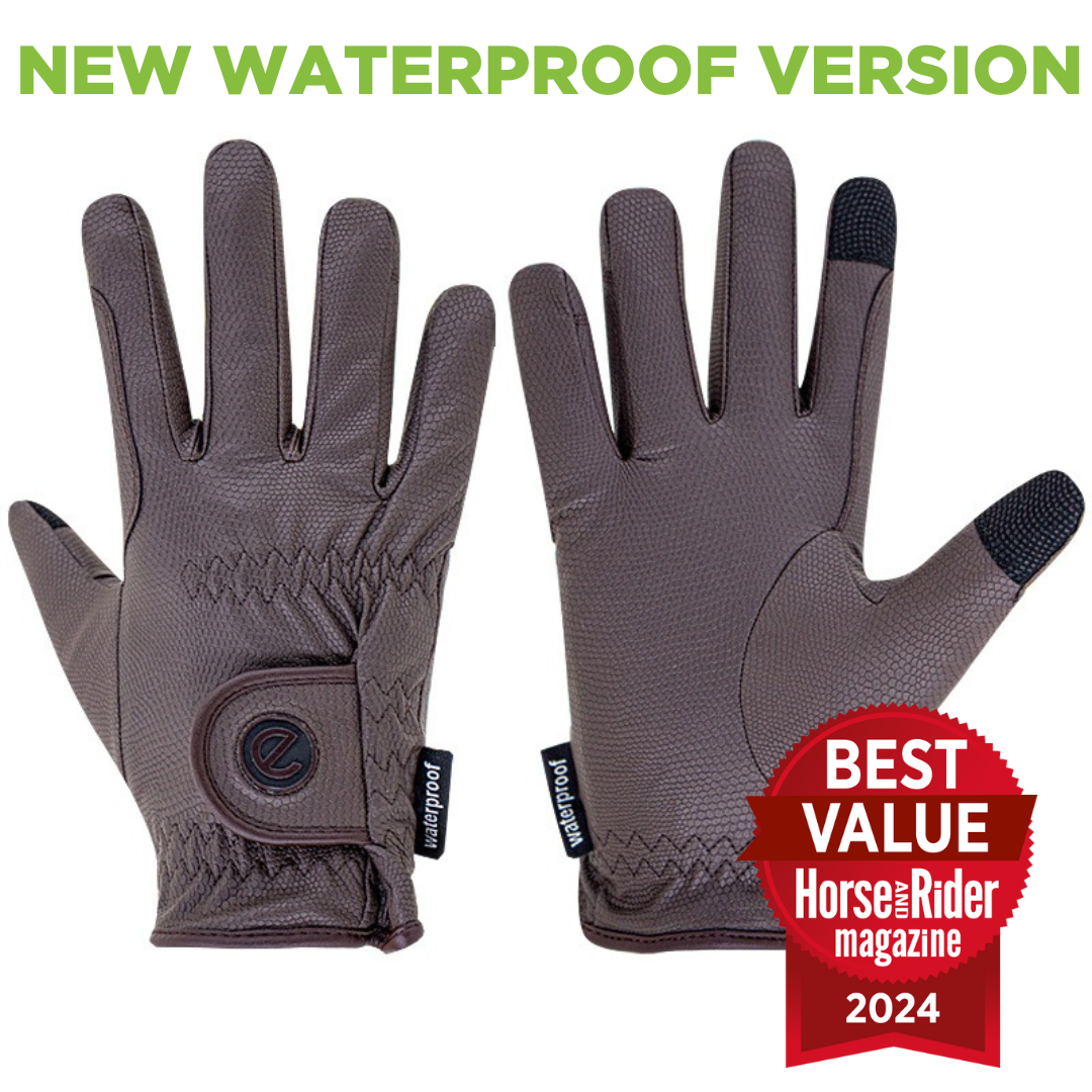 eQUEST GripPro Winter Edition WATERPROOF - Award winning Waterproof Winter Equestrian Riding Gloves - Brown