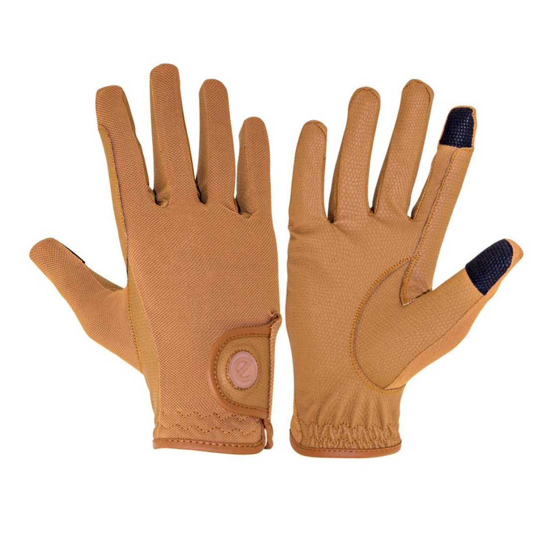 eQUEST GripPro X-LITE Lightweight Equestrian Gloves - Caramel - Plain Cuff