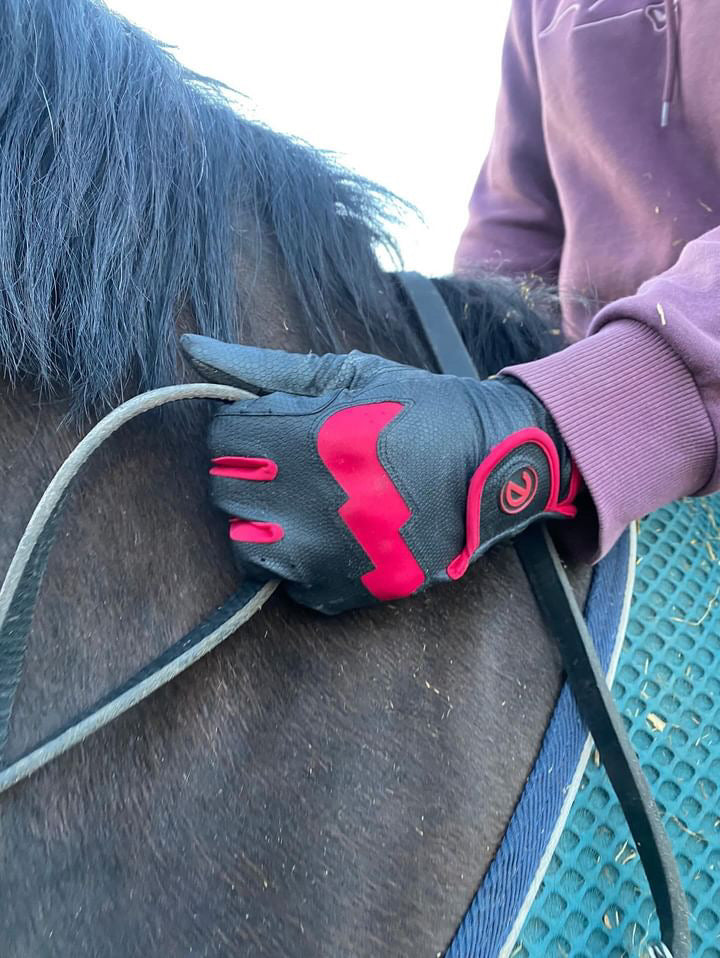 eQUEST GripPro LITE v3 Equestrian Gloves - Black / Red