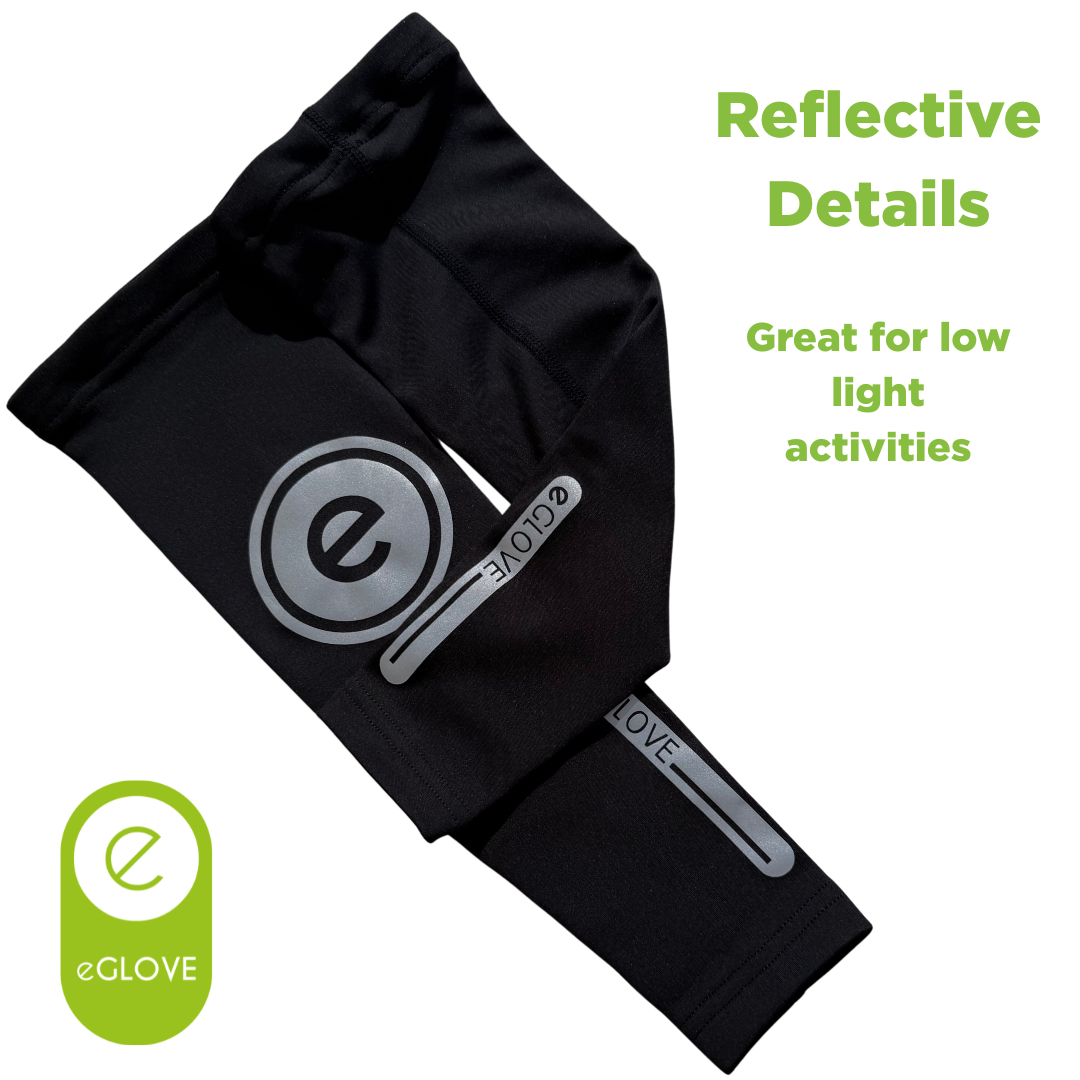 eGLOVE Hi-Vis Armsleeves – Black | Reflective Running Arm Warmers