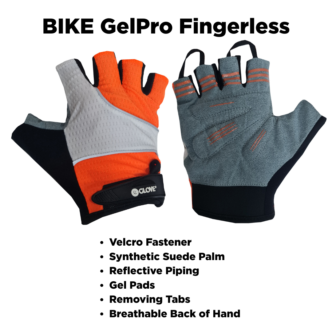 BIKE GelPro Fingerless Cycling Gloves - Lightweight Grip and Protection - Flouro Orange