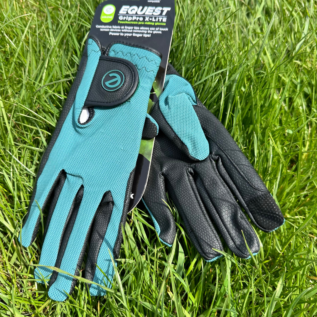 eQUEST GripPro X-LITE Lightweight Equestrian Gloves - Alpine Green - Plain Cuff