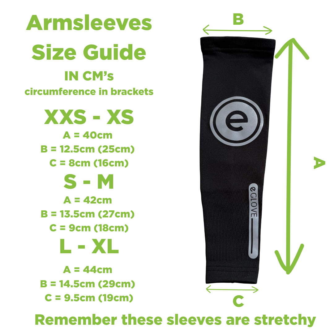 eGLOVE Hi-Vis Armsleeves – Black | Reflective Running Arm Warmers