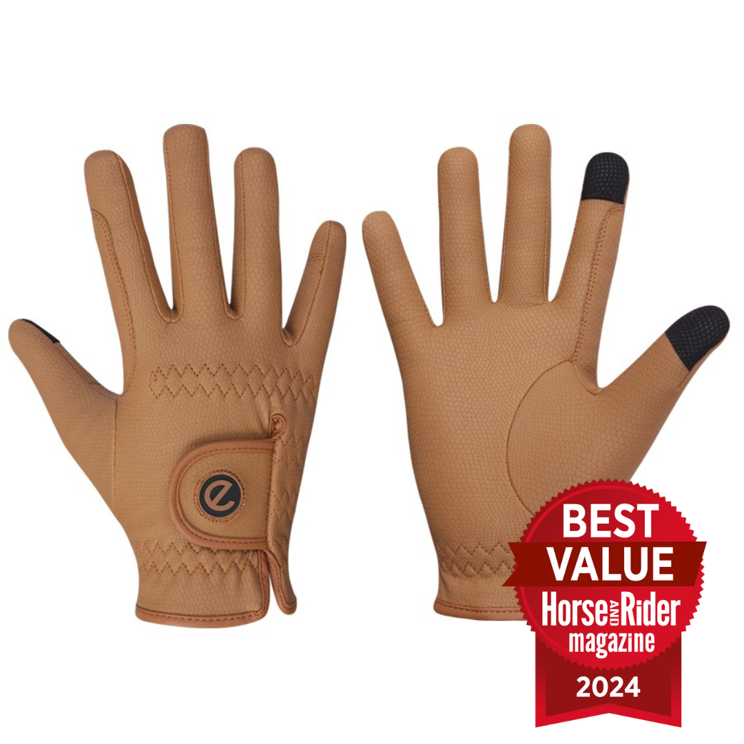 eQUEST GripPro Winter Edition - Award Winning Winter Equestrian Riding Gloves - Caramel