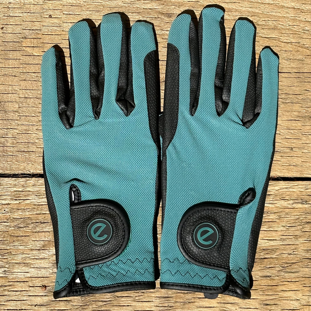 eQUEST GripPro X-LITE Lightweight Equestrian Gloves - Alpine Green - Plain Cuff