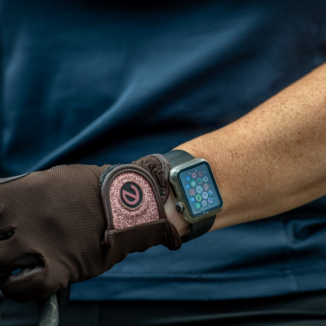 eQUEST GripPro X-LITE Lightweight Equestrian Gloves - Brown & Rose Gold Glitter