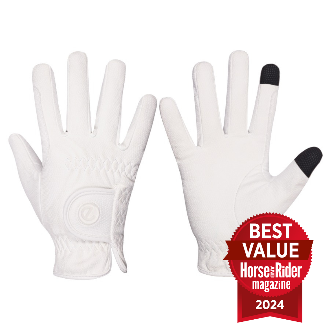 eQUEST GripPro Winter Edition - Award Winning Winter Equestrian Riding Gloves - White