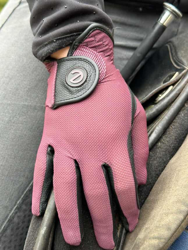 eQUEST GripPro X-LITE Lightweight Equestrian Gloves - Merlot - Plain Cuff