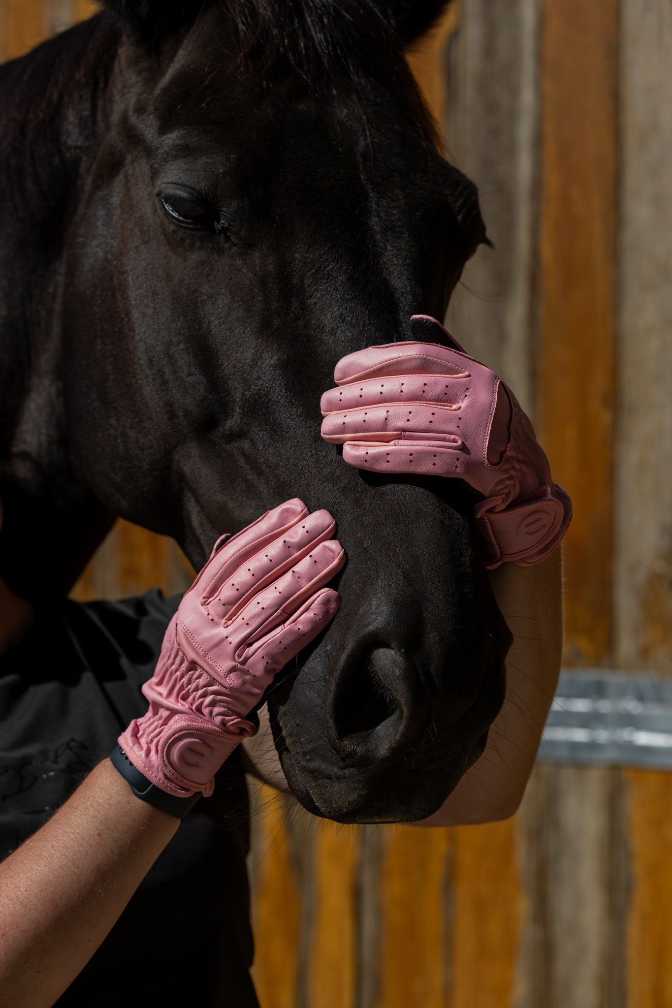 eQUEST GripPro LEATHER Equestrian Riding Gloves - Blush Pink