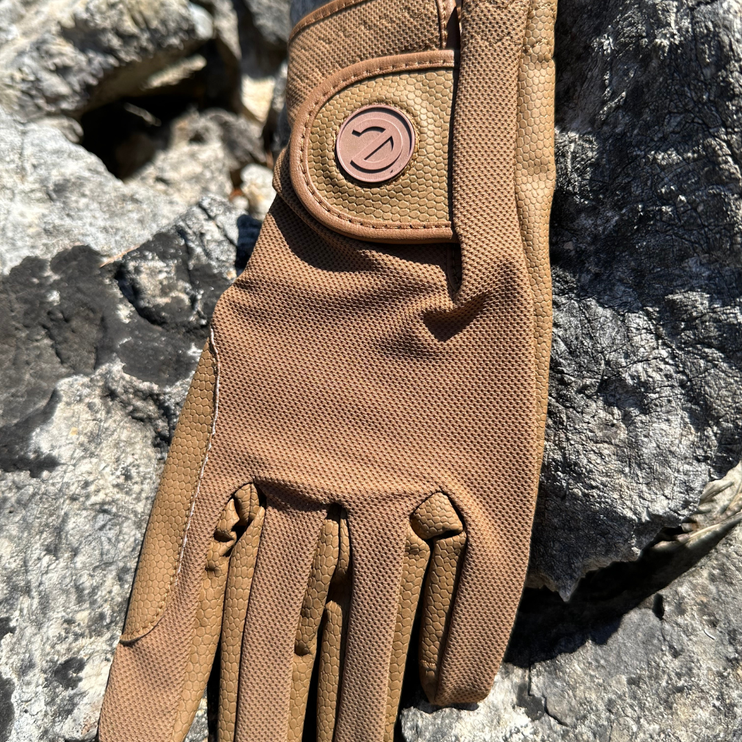 eQUEST GripPro X-LITE Lightweight Equestrian Gloves - Caramel - Plain Cuff