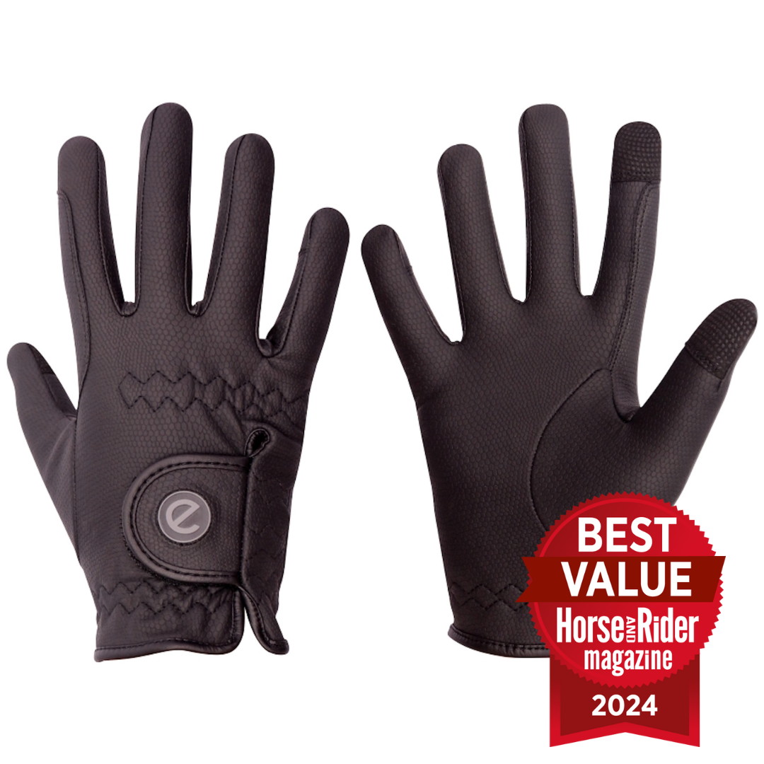 eQUEST GripPro Winter Edition - Award winning Winter Equestrian Riding Gloves - Black