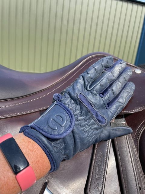 eQUEST GripPro LEATHER - Equestrian Riding Gloves - Navy Blue