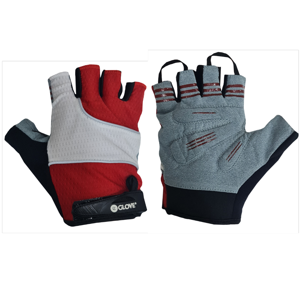 BIKE GelPro Fingerless Cycling Gloves - Lightweight Grip and Protection - Red