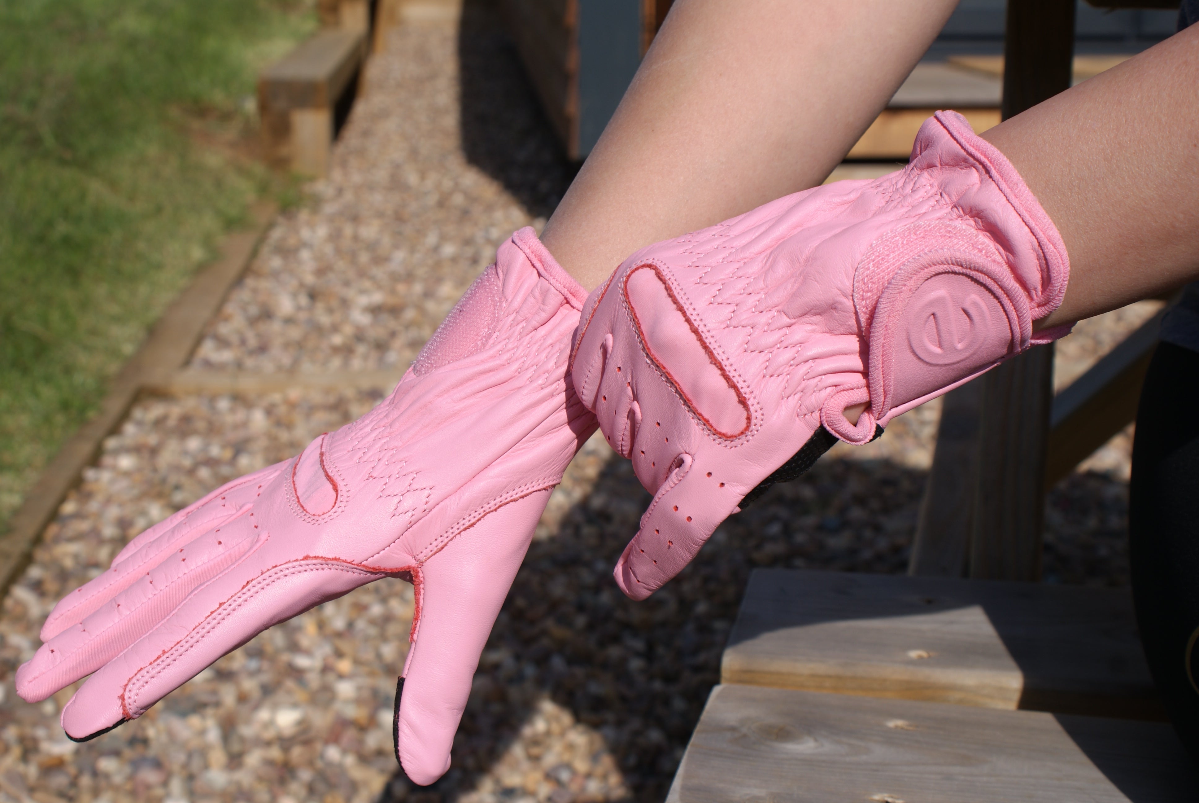eQUEST GripPro LEATHER Equestrian Riding Gloves - Blush Pink