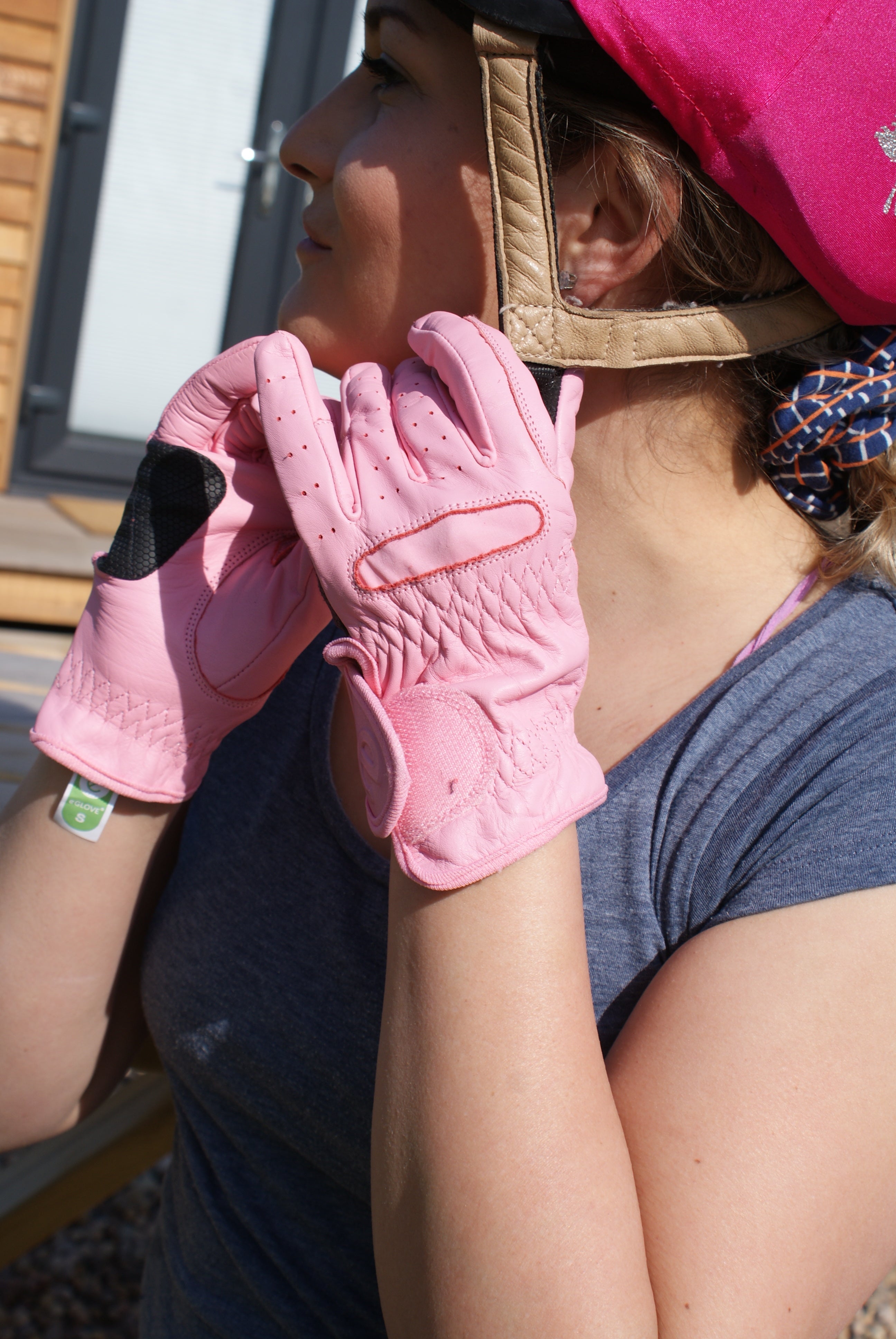 eQUEST GripPro LEATHER Equestrian Riding Gloves - Blush Pink