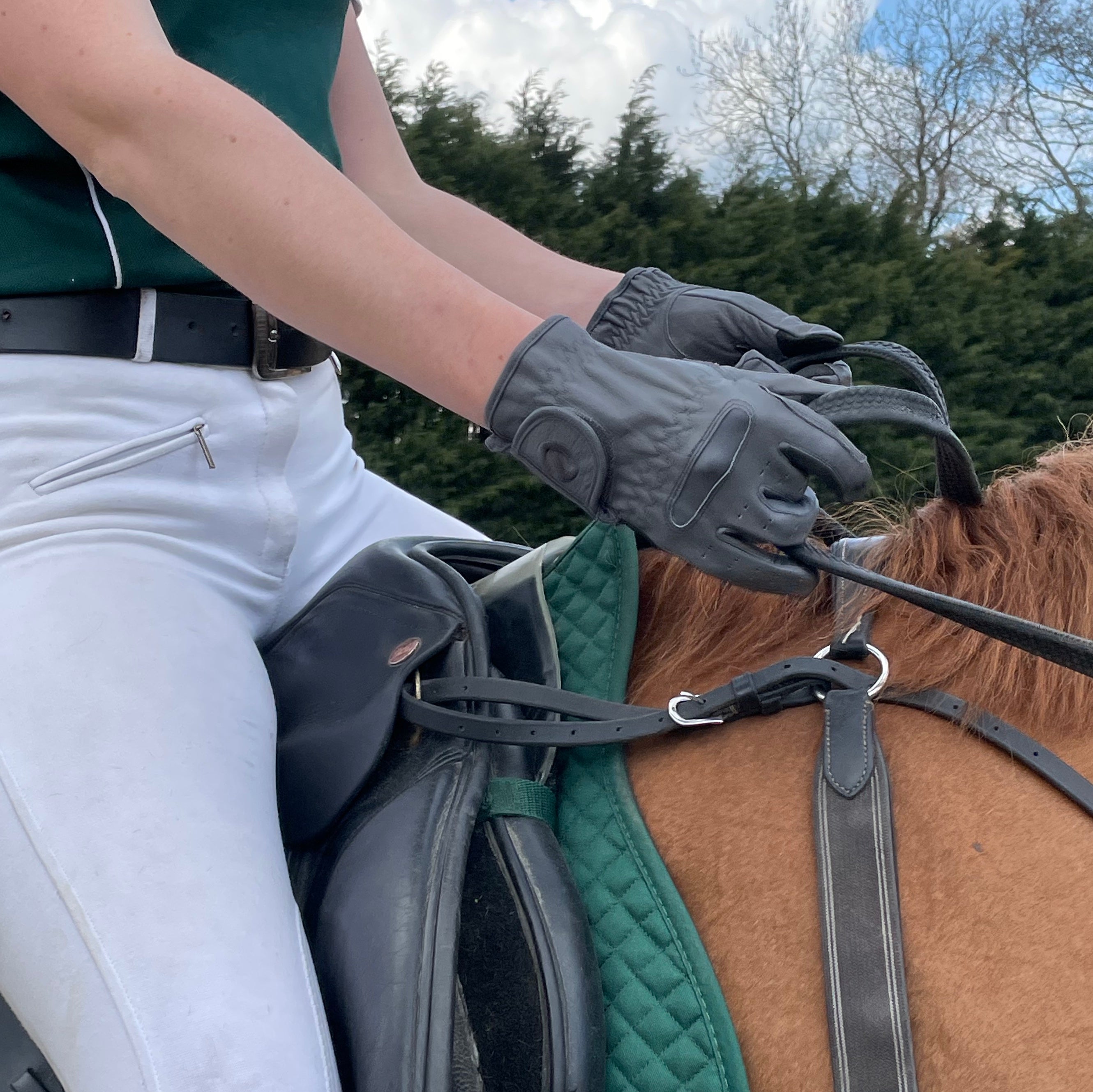 eQUEST GripPro LEATHER - Equestrian Riding Gloves - Grey