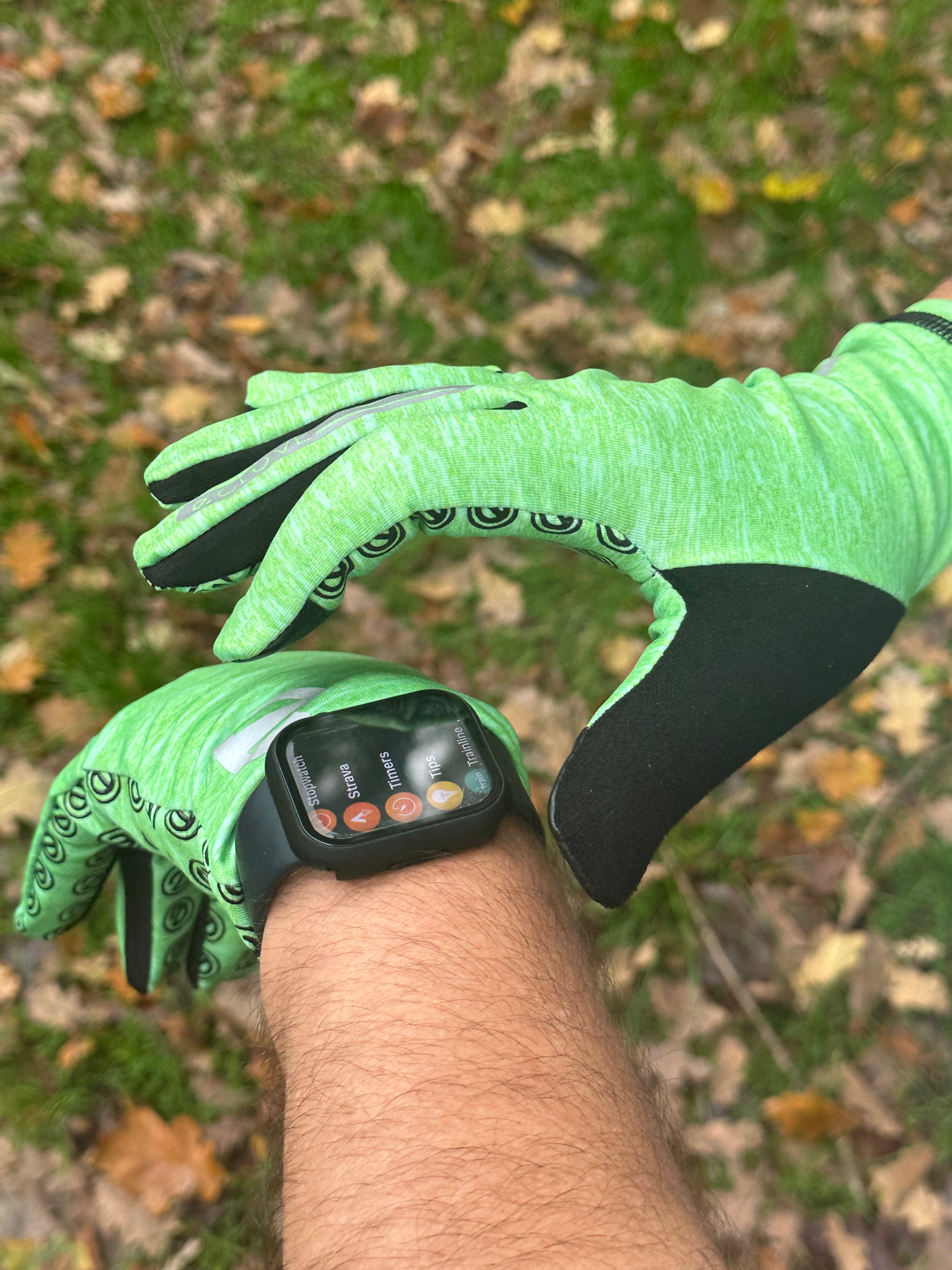 RUN - Bright Green - Touch Screen Running Gloves