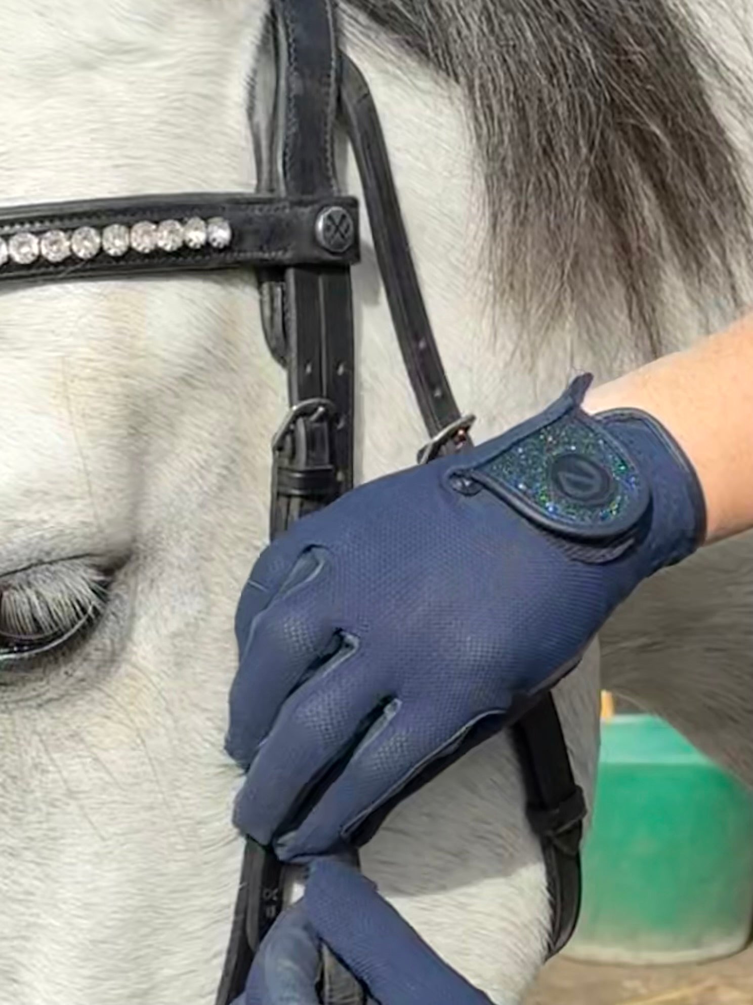 eQUEST GripPro X-LITE Blue Tonal Glitter glitter cuff - product detail - eGLOVE