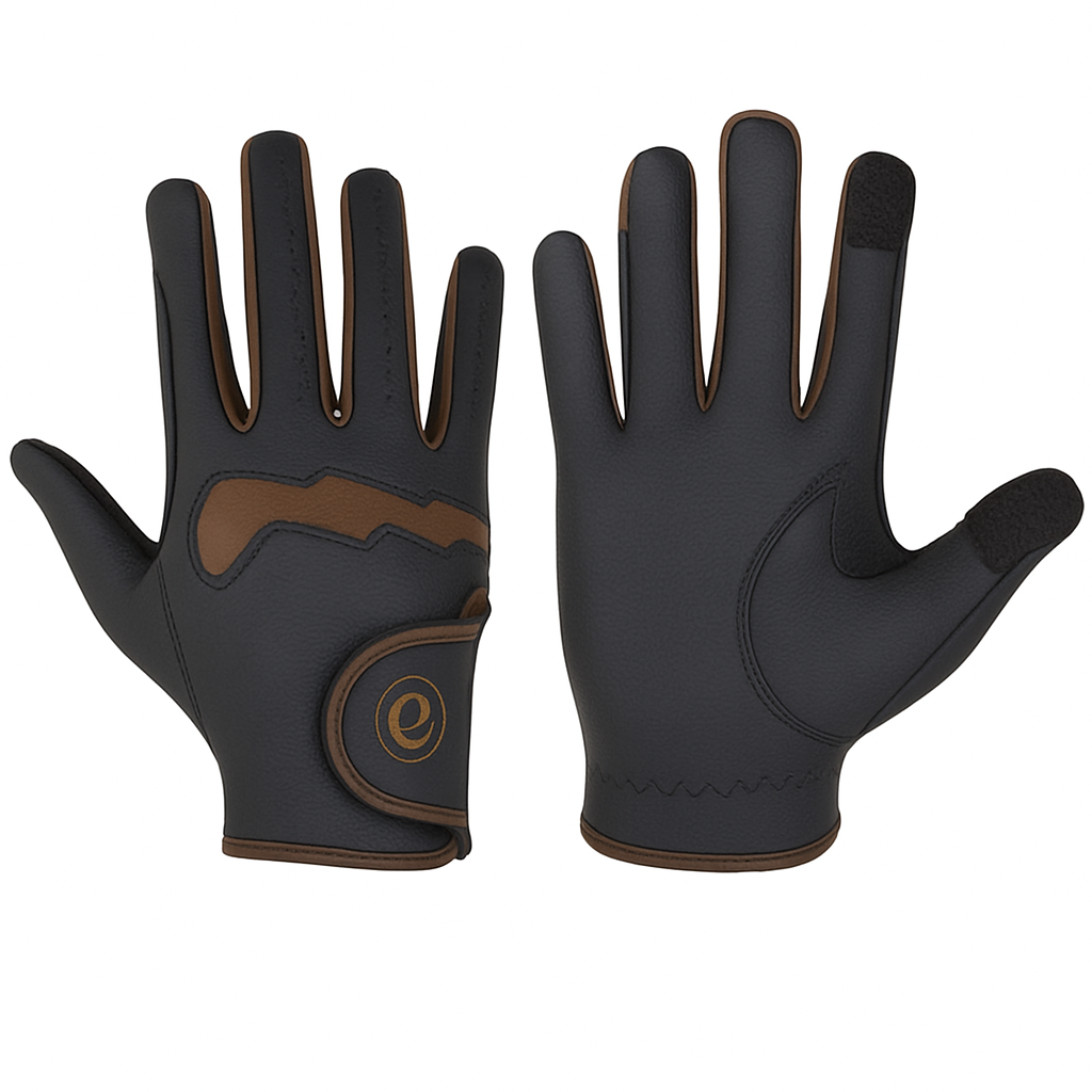 eQUEST GripPro LITE v3 Equestrian Gloves - Black / Brown (NEW!)