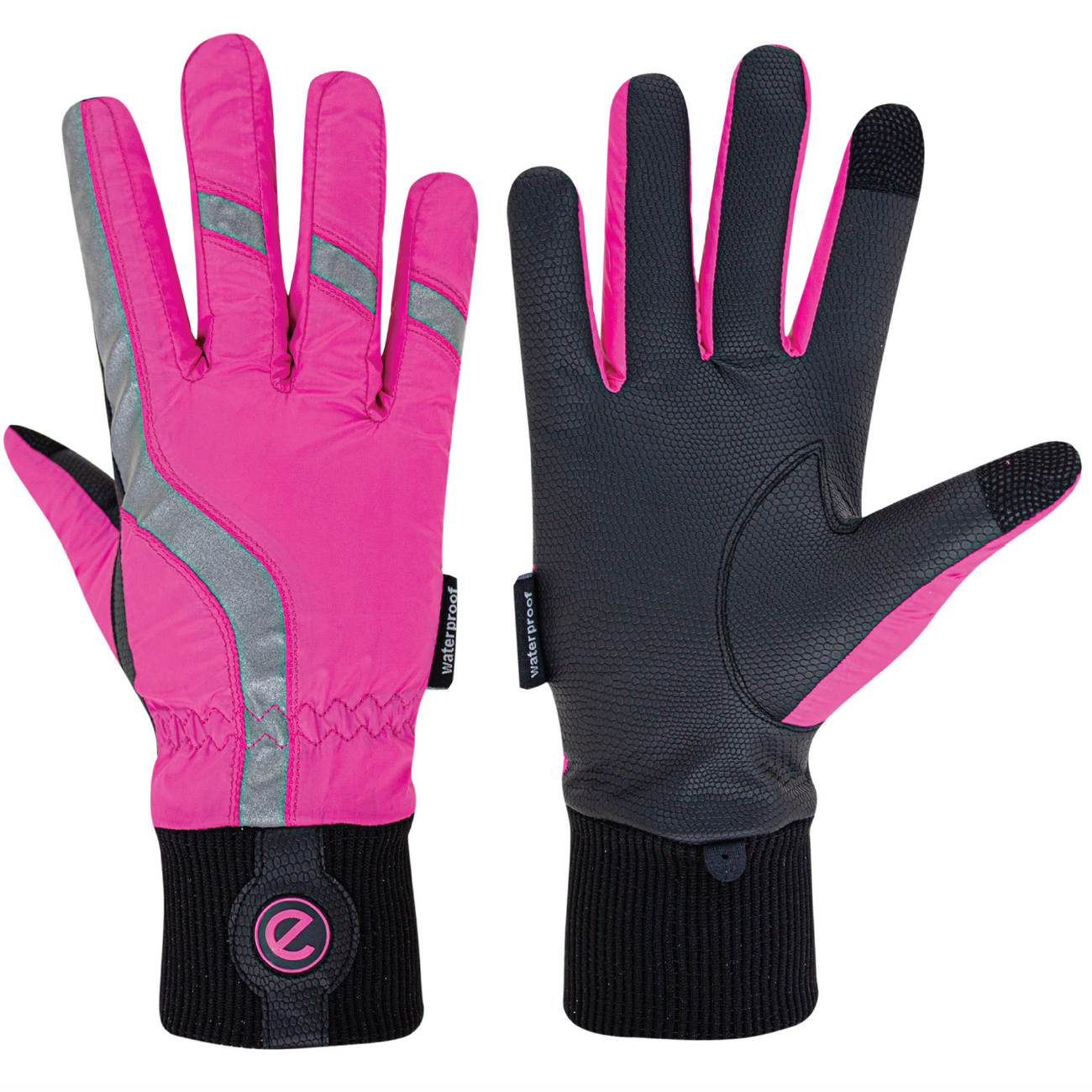 eQUEST Waterproof - Award Winning Waterproof Equestrian Riding & Yard Gloves - HiViz Reflective Pink