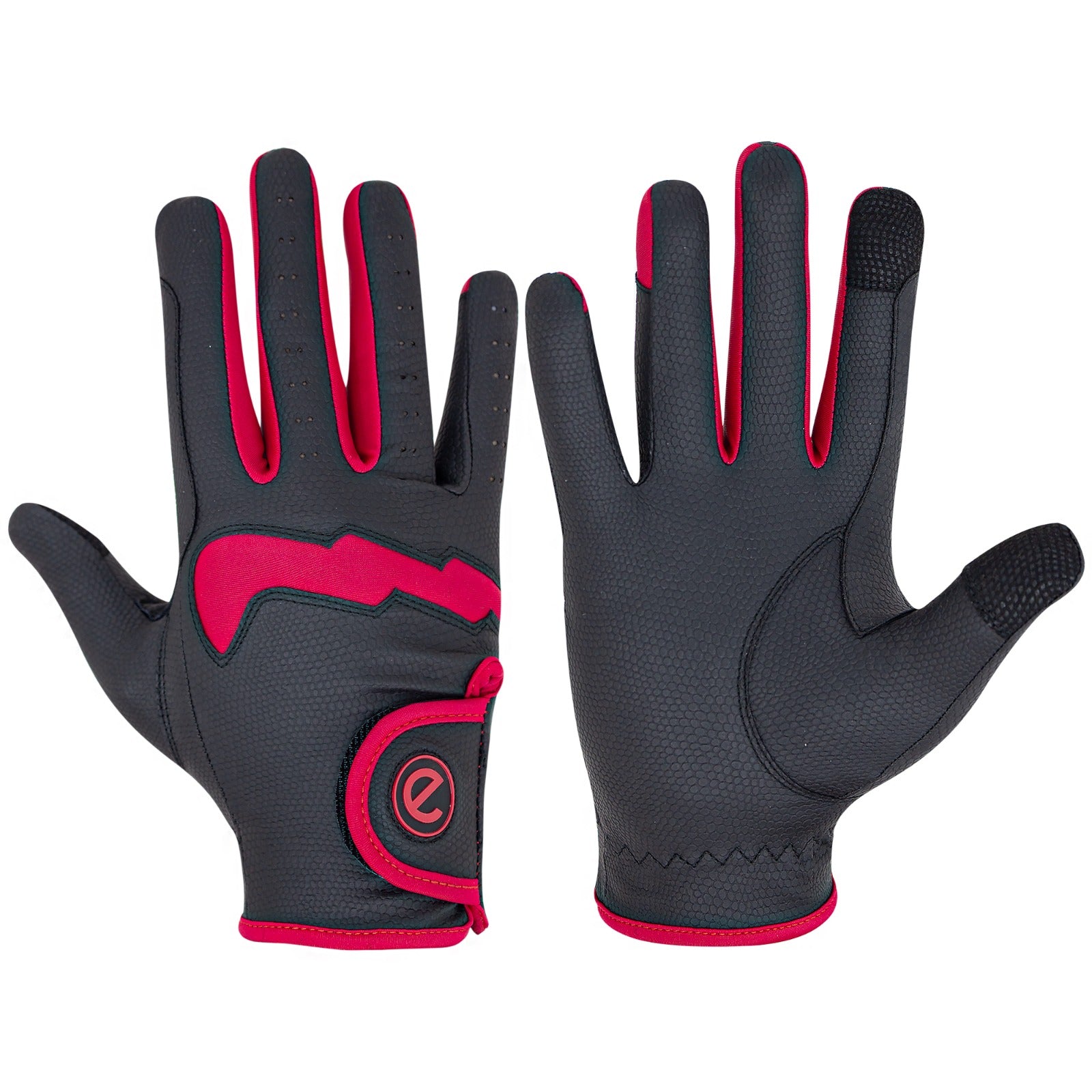 eQUEST GripPro LITE v3 Equestrian Gloves - Black / Red