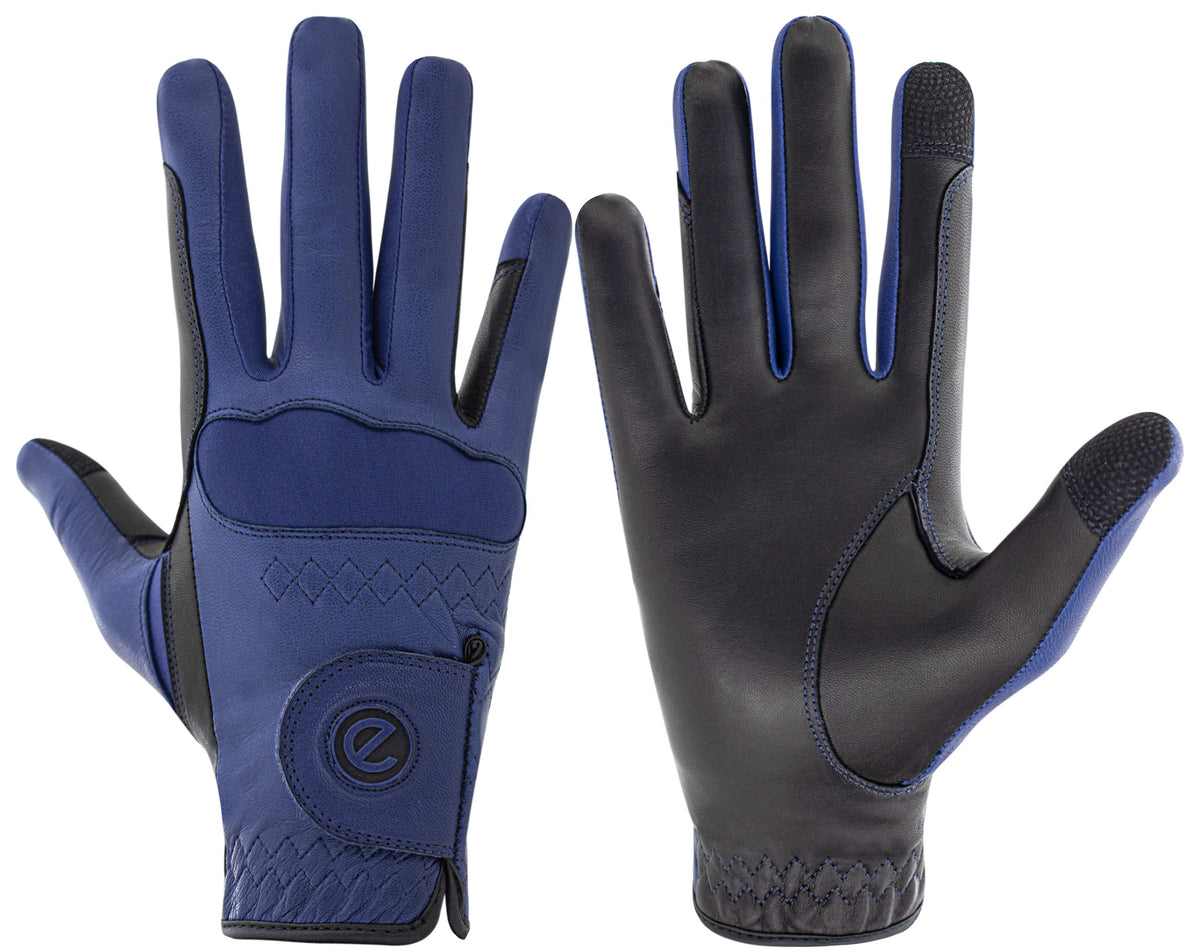 eQUEST GripPro LEDER Reithandschuhe - Navy Blau | Bald erhältlich