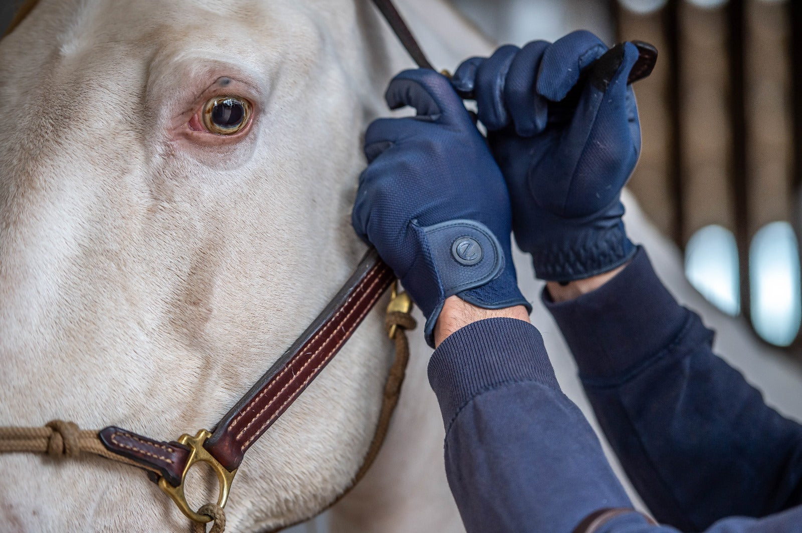 eQUEST GripPro X-LITE Lightweight Equestrian Gloves - Blue - Plain Cuff