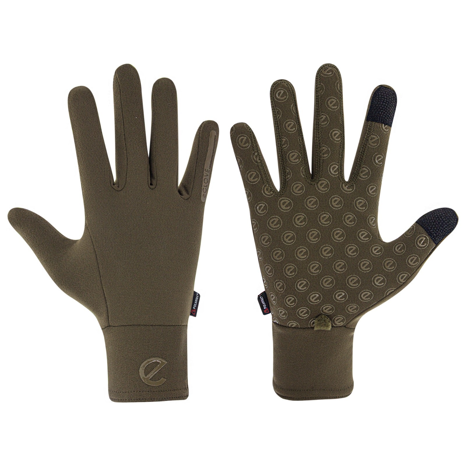 eQUEST Winter Elite Fleece Equestrian Gloves - Polartec Powerstretch Pro - Olive Green