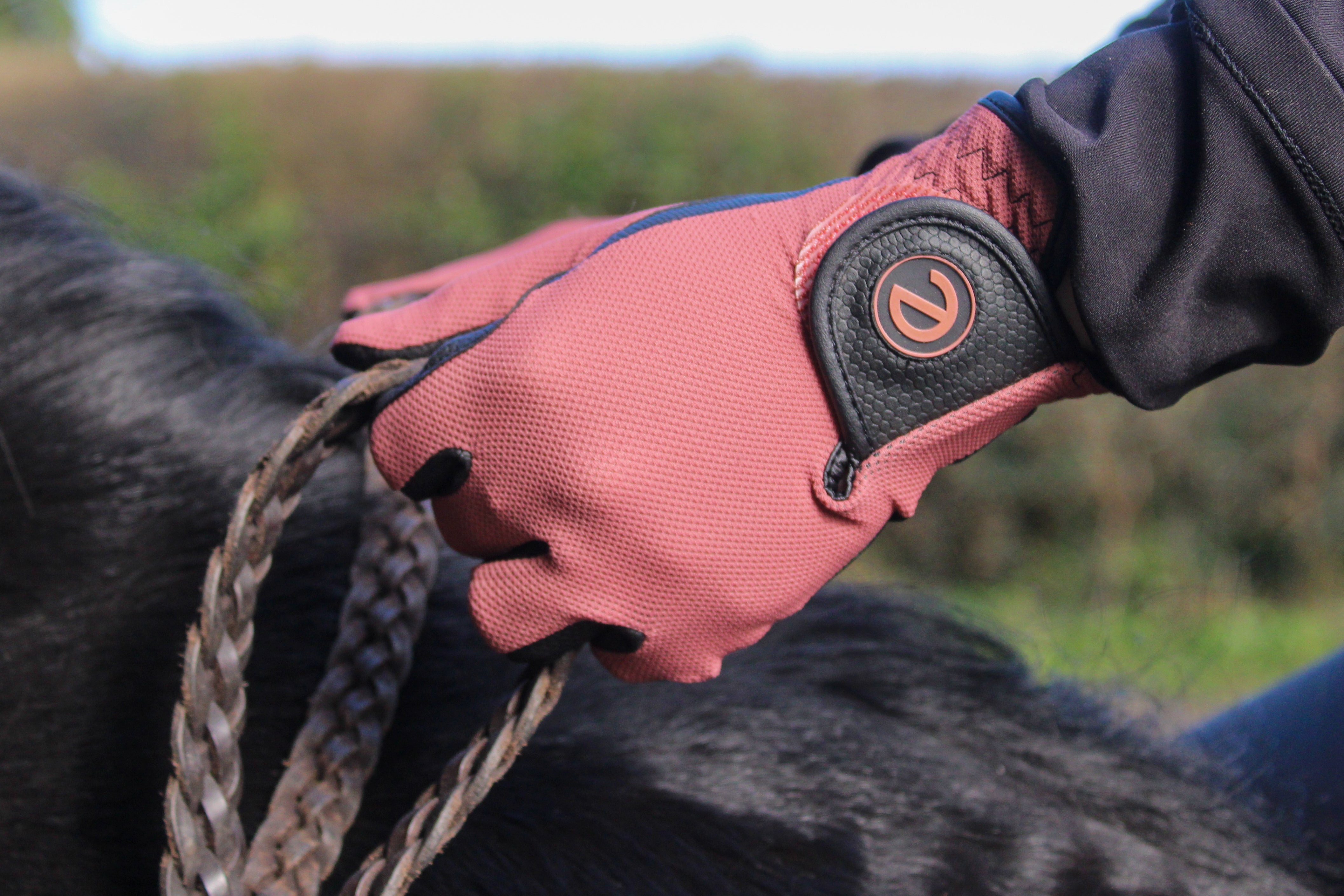 eQUEST GripPro X-LITE Lightweight Equestrian Gloves - Coral - Plain Cuff