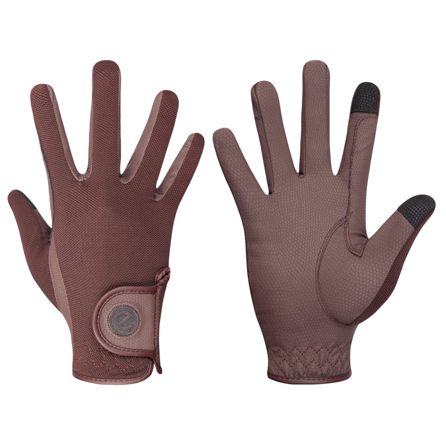 eQUEST GripPro X-LITE Lightweight Equestrian Gloves - Brown - Plain Cuff