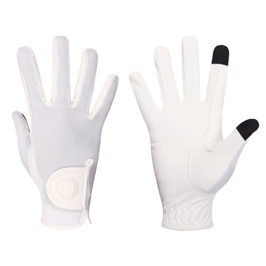 eQUEST GripPro X-LITE Lightweight Equestrian Gloves - White - Plain Cuff
