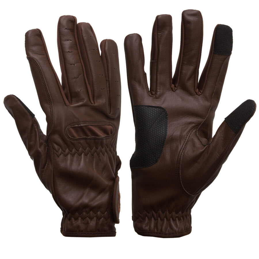 eQUEST GripPro LEATHER - Equestrian Riding Gloves - Chocolate Brown