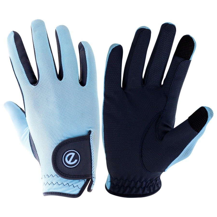 eQUEST GripPro X-LITE Lightweight Equestrian Gloves - Baby Blue - Plain Cuff