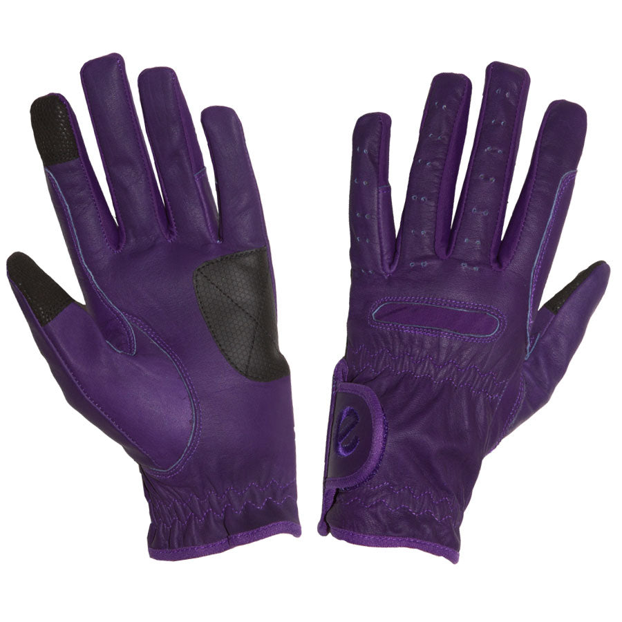 eQUEST GripPro LEATHER Equestrian Riding Gloves - Purple