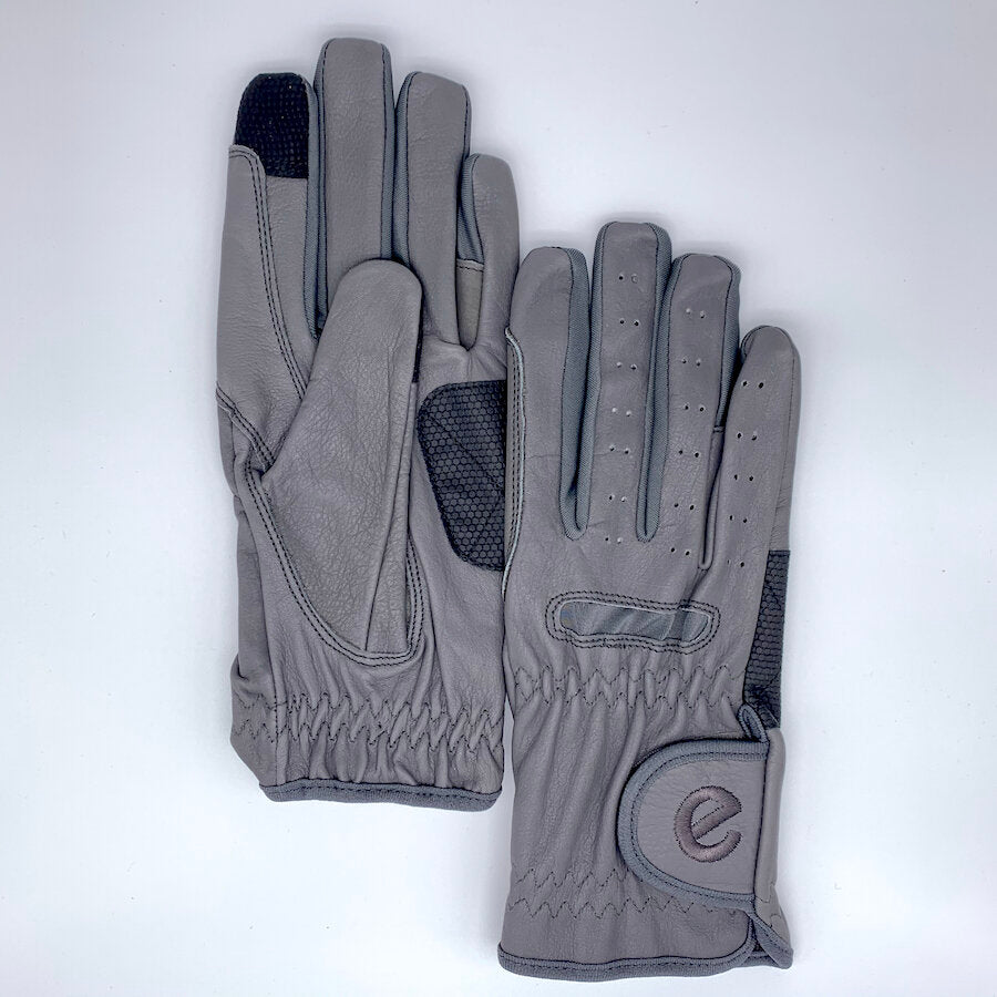 eQUEST GripPro LEATHER - Equestrian Riding Gloves - Grey