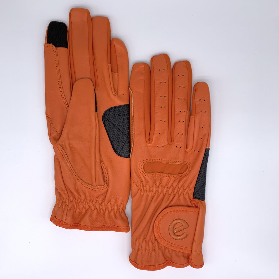 eQUEST GripPro LEATHER - Equestrian Riding Gloves - Orange