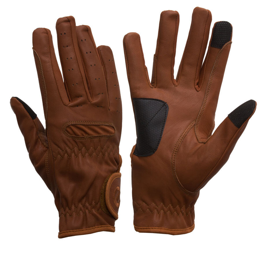 eQUEST GripPro LEATHER Equestrian Riding Gloves - Tan