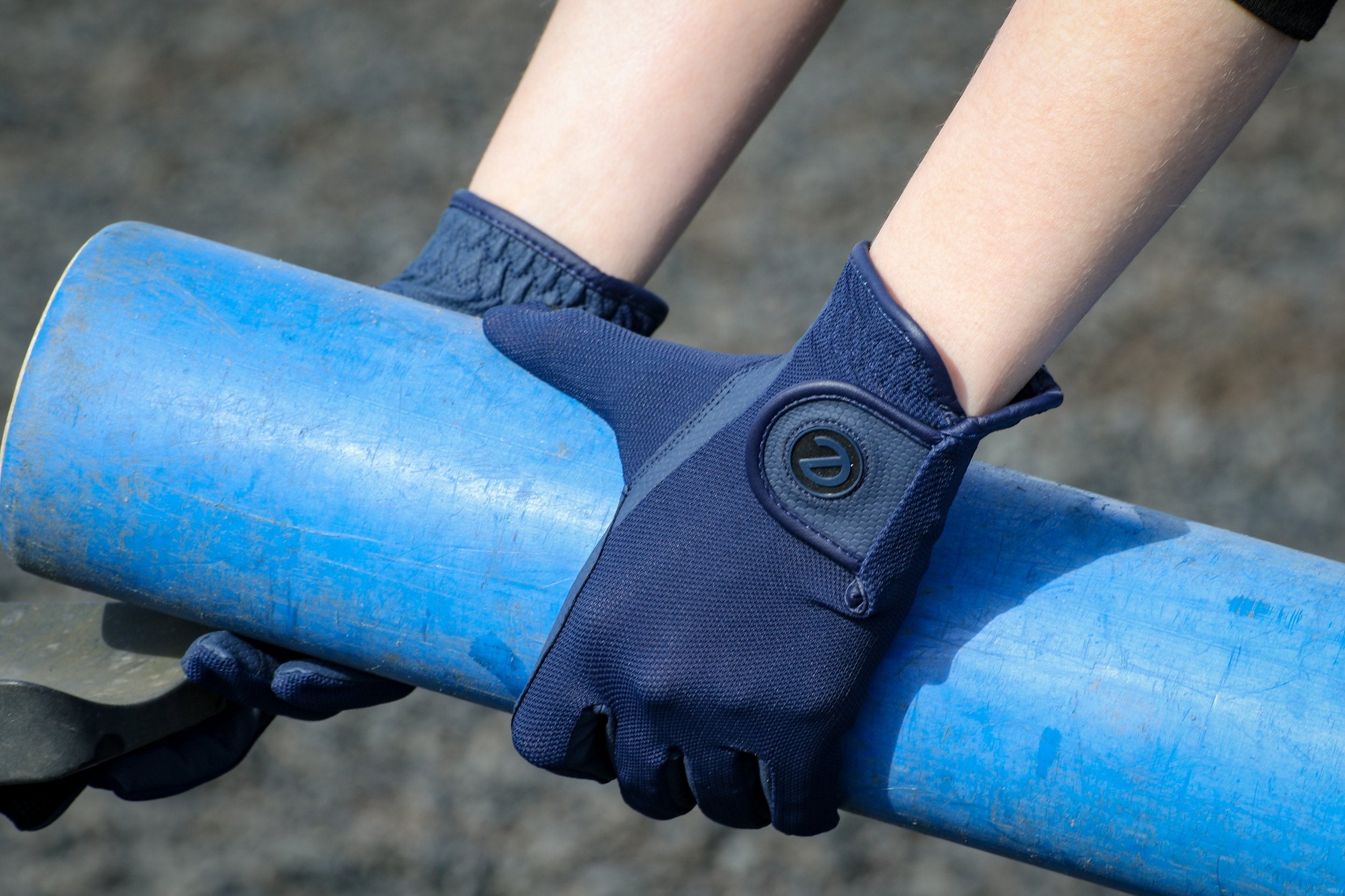 eQUEST GripPro X-LITE Lightweight Equestrian Gloves - Blue - Plain Cuff