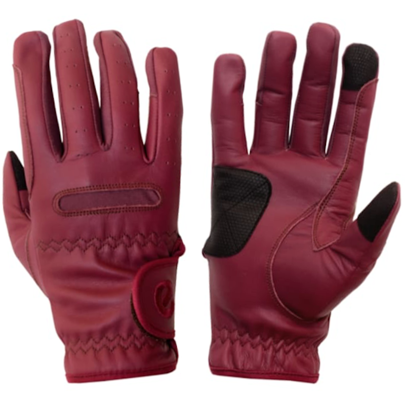 eQUEST GripPro LEATHER - Equestrian Riding Gloves - Merlot Burgundy