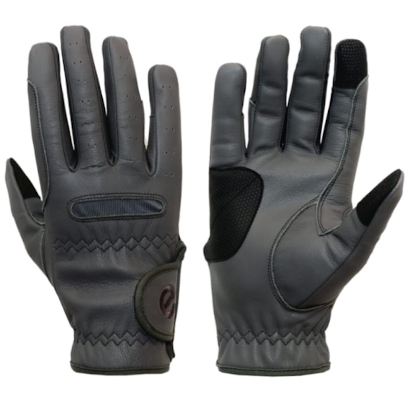 eQUEST GripPro LEATHER - Equestrian Riding Gloves - Grey