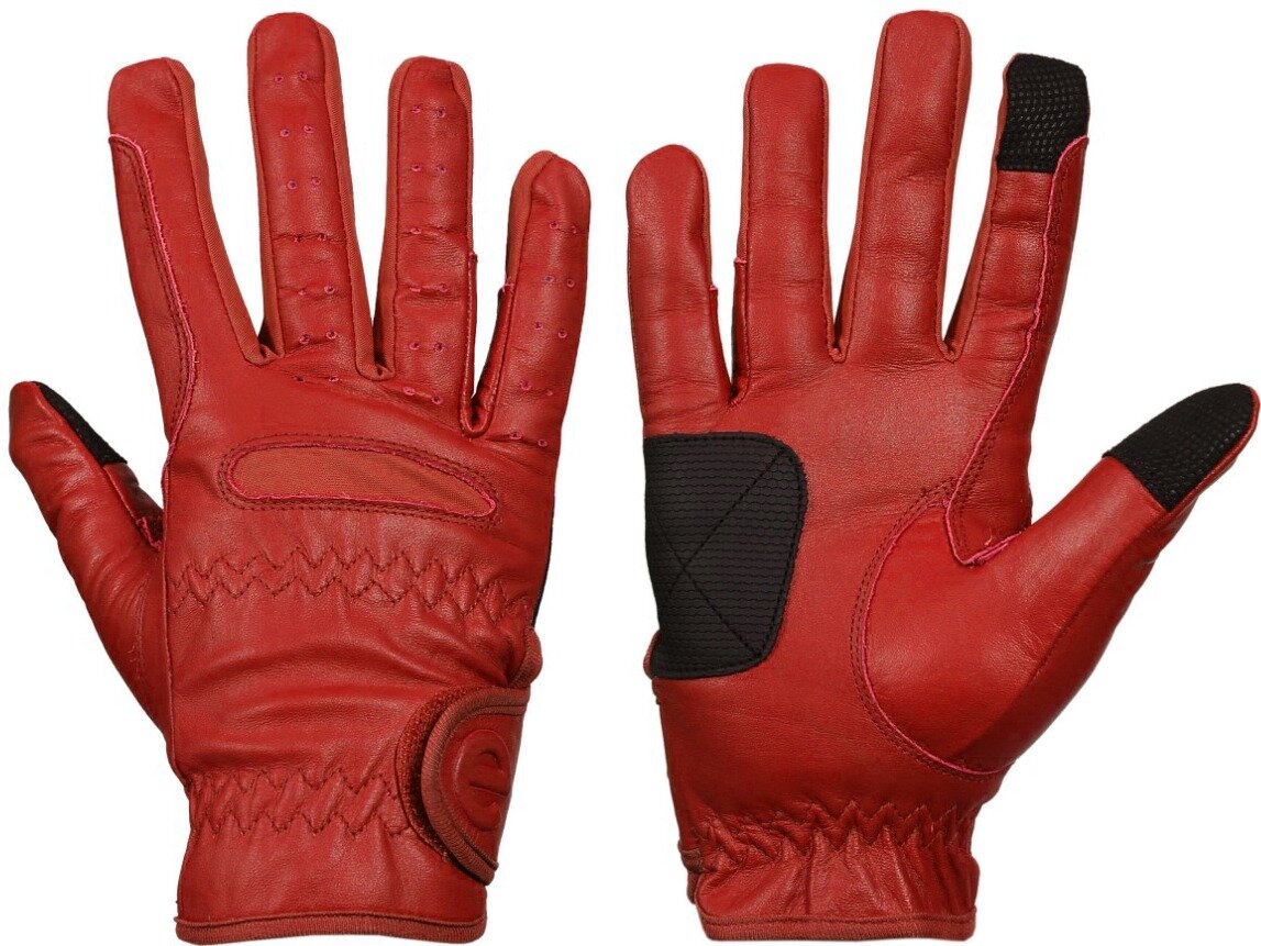 eQUEST GripPro LEATHER Equestrian Riding Gloves - Chilli Red - RETIREMENT SALE