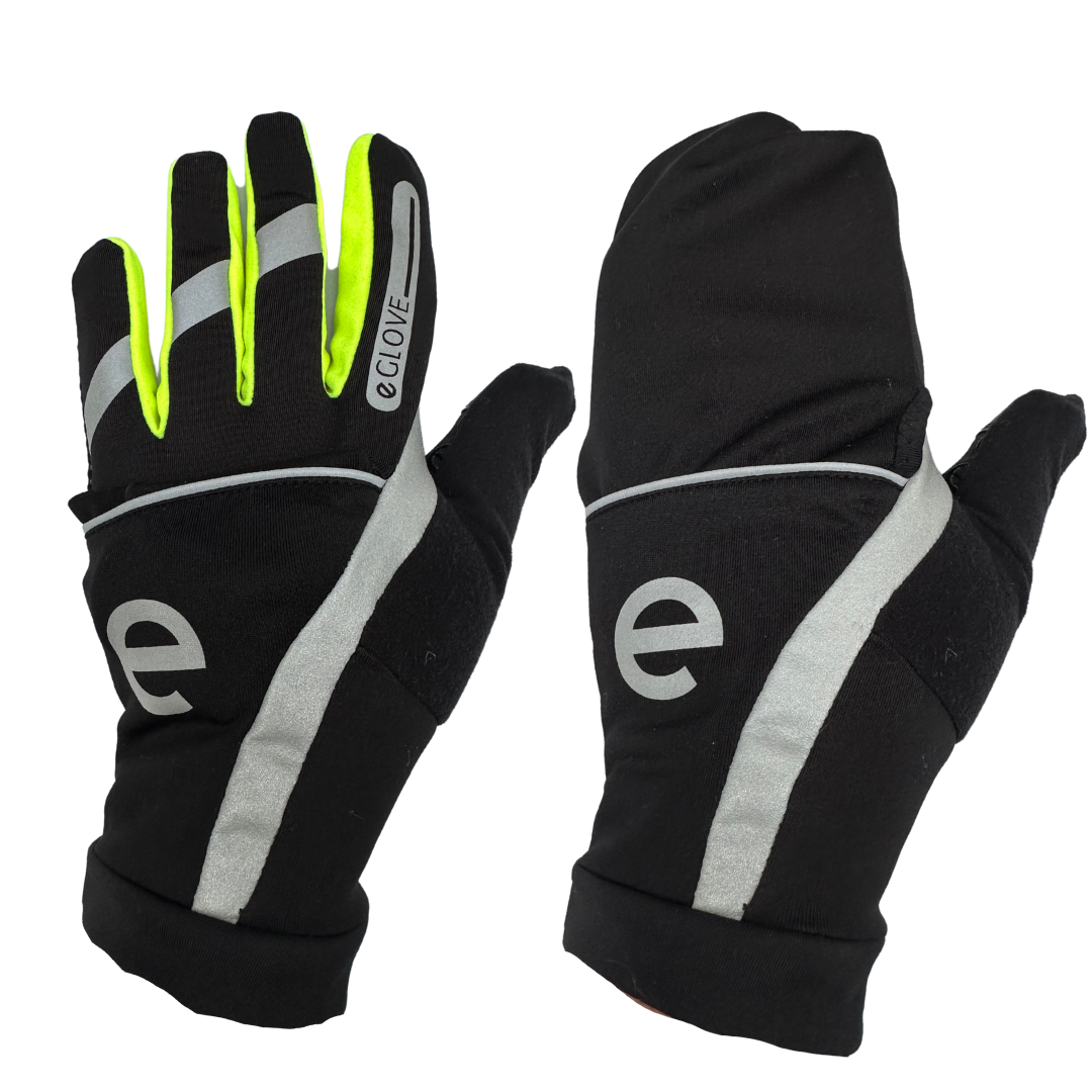 XTREME Ultra Flip - Warm Run Gloves / Mitt - Black / Flouro Yellow Hi-Viz